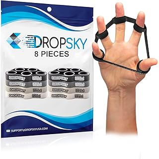 Finger Strengthener Hand Resistance Bands [8pcs], Finger Exerciser Grip Strength Trainer Hand Stretcher, Muscle Exercisers Improve Grips Performance (4 Levels 6.6lb, 8.8lb, 11lb, 13.2lb)