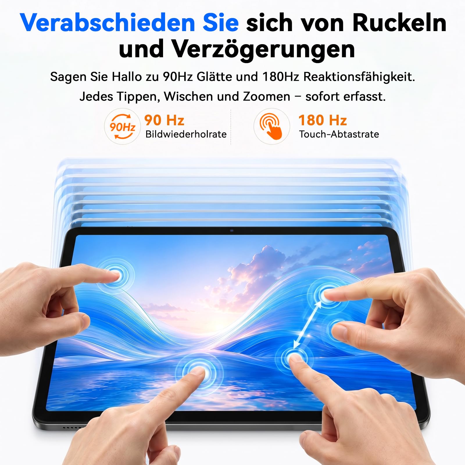 Tablet 11 Zoll Android 16 mit Tastatur, 32GB+256GB, 2TB, 90Hz, 8000mAh | Tablet mit Tastatur und Stift | 90Hz Augenschutz | Gemini AI | 12+ Std. Akku | 4 Jahre Garantie