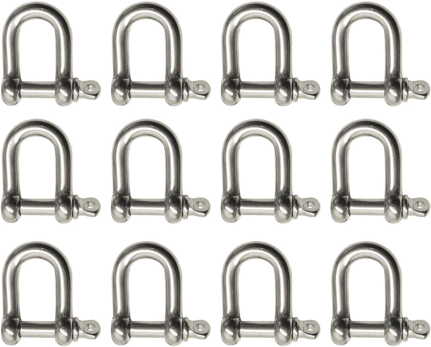 10 Pack 5mm Stainless Steel Dee Shackle Marine Grade 316