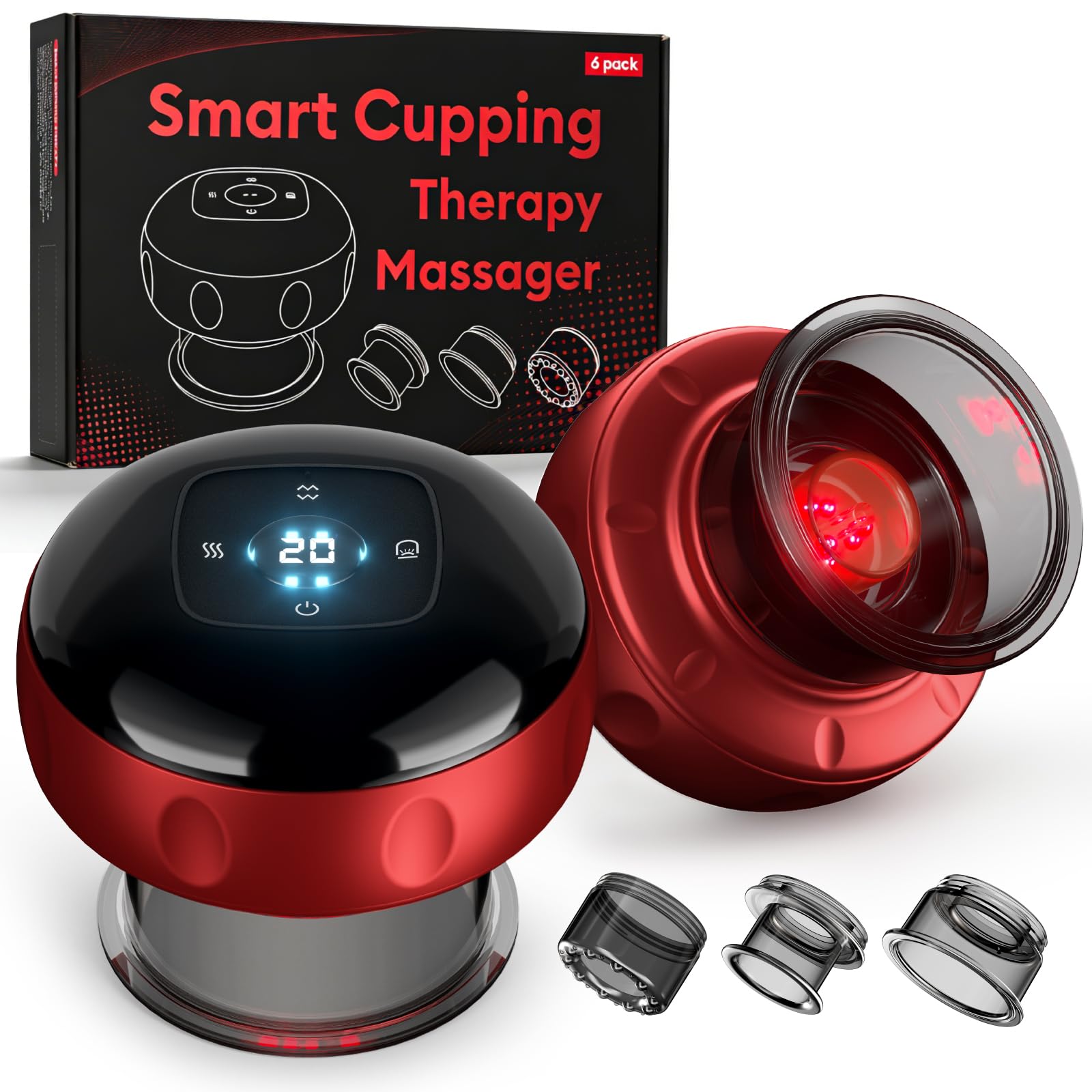 Cakoutanb 6 Pack Cupping Set,Smart Cupping Massager,Cupping Set with 2 Modes for Targeted…