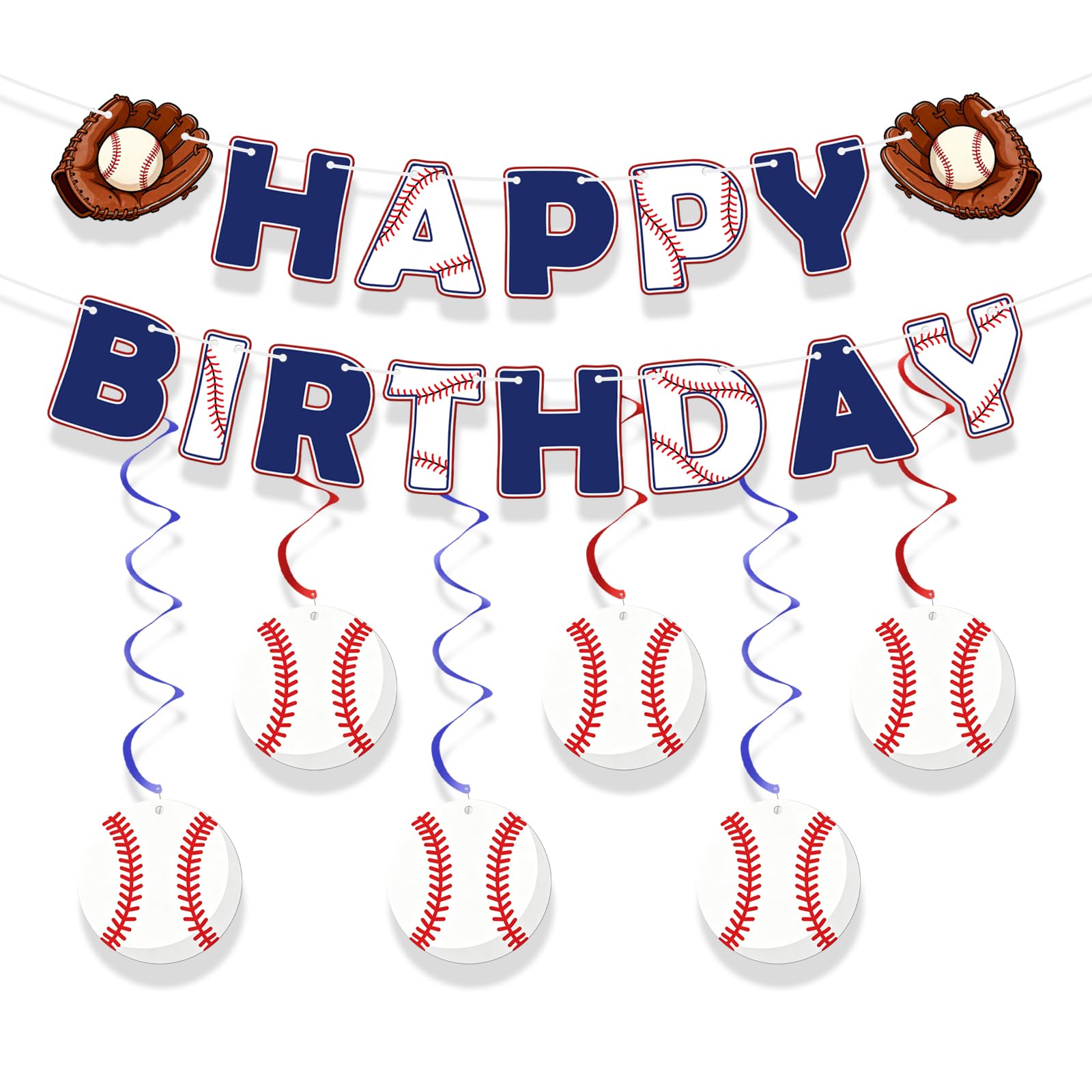 Baseball Birthday Banner Decorations Supplies, Happy Birthday Baseball Banner Decor Supplies, Sports-Themed Party Decor Suitable for Indoor & Outdoor Hanging