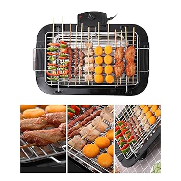 Honeytecs Smokeless Indoor/Outdoor Electric Grill Portable Tabletop Grill Kitchen BBQ Grills Adjustable Temperature Control,Removable Water Filled Drip Tray,2000W,Black?EU Plug?
