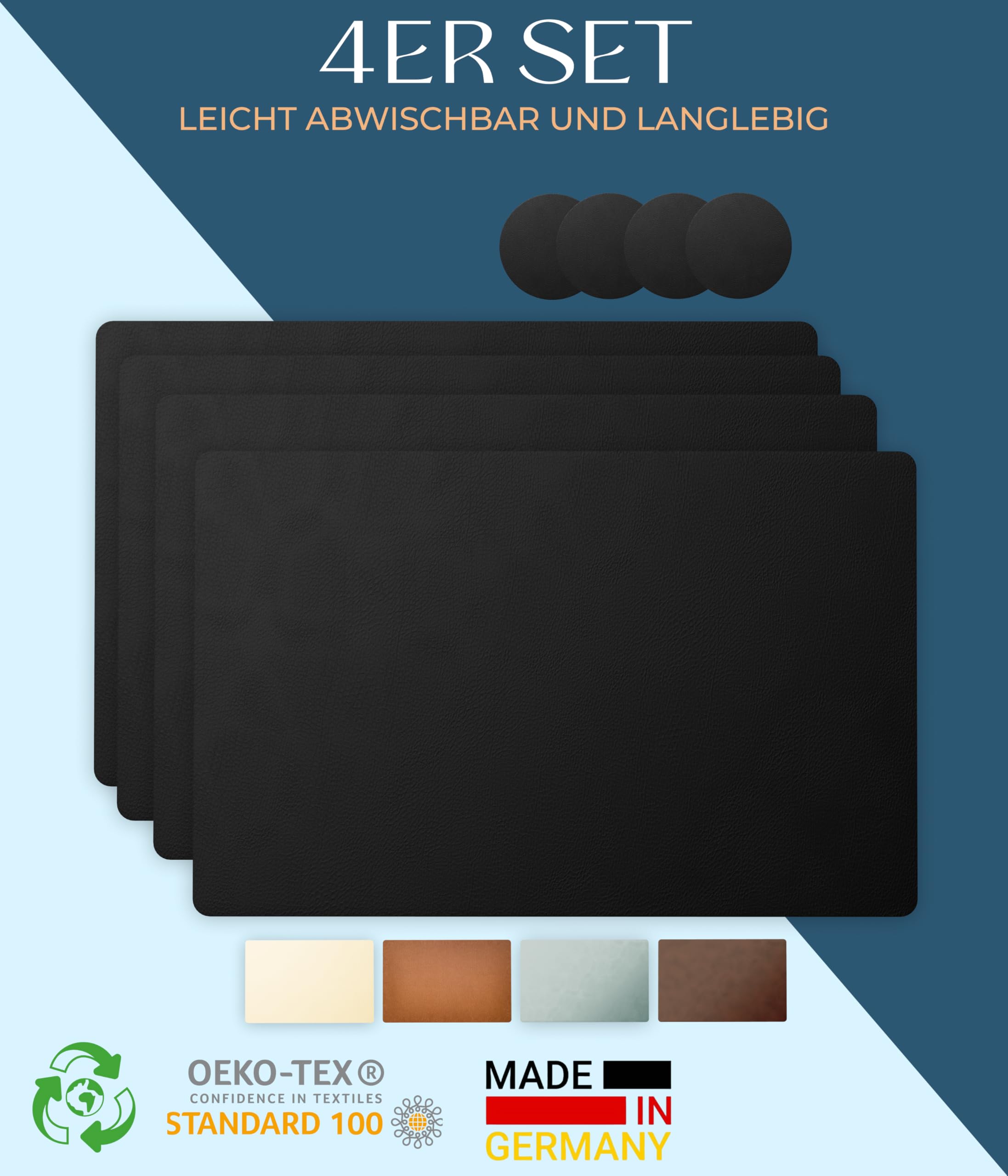Lederfabrik Garnier® Placemats, afwasbaar, set van 4, duurzaam, stabiel