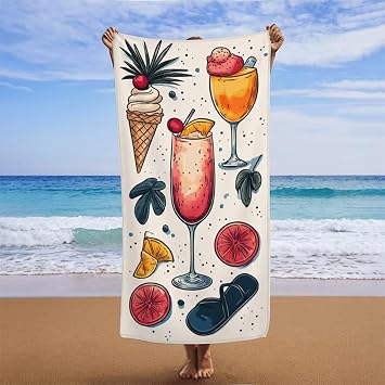 Beach Towel Quick Dry Absorbent 30x60in, Microfiber Beach Towels Oversized Lightweight, Camping Essentials Outdoor Blanket, Sand Free Travel Towel Extra Large, for Women Yoga Camping Fruit E-1139