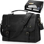 Messenger Bag Men 17 Inch Laptop Bag Vintage PU Leather Computer Briefcase Waterproof Satchel Bag Retro Shoulder Bag for Office Work Business Travel College,Brown