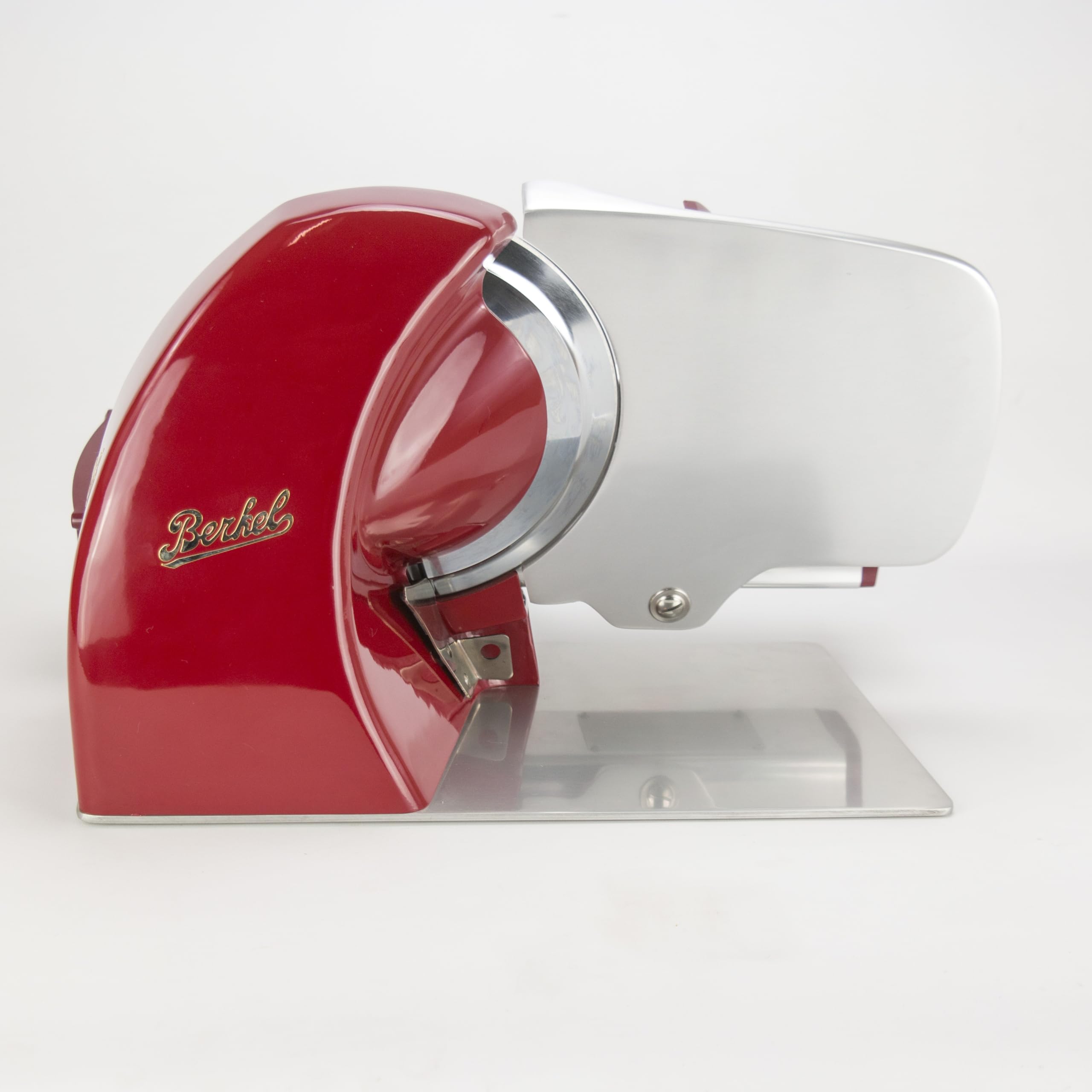 Berkel Affettatrice Home Line 250 in rosso – Affettatrice Premium con tagliere fatto a mano + tagliacoltelli + inserto abrasivo + pinza da affettare