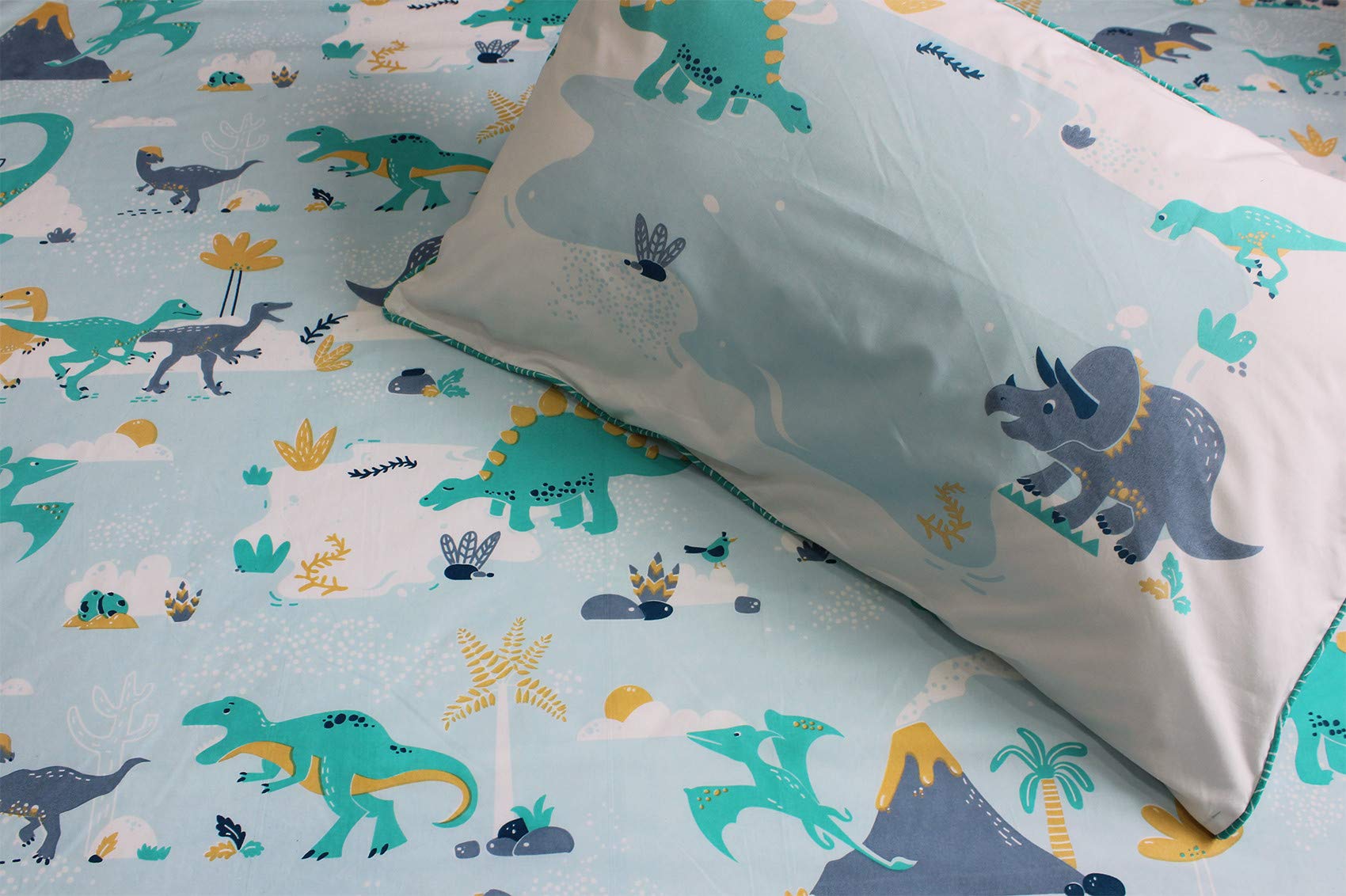 Dinosaur Bed Sheets - King Size, Multicolor -4