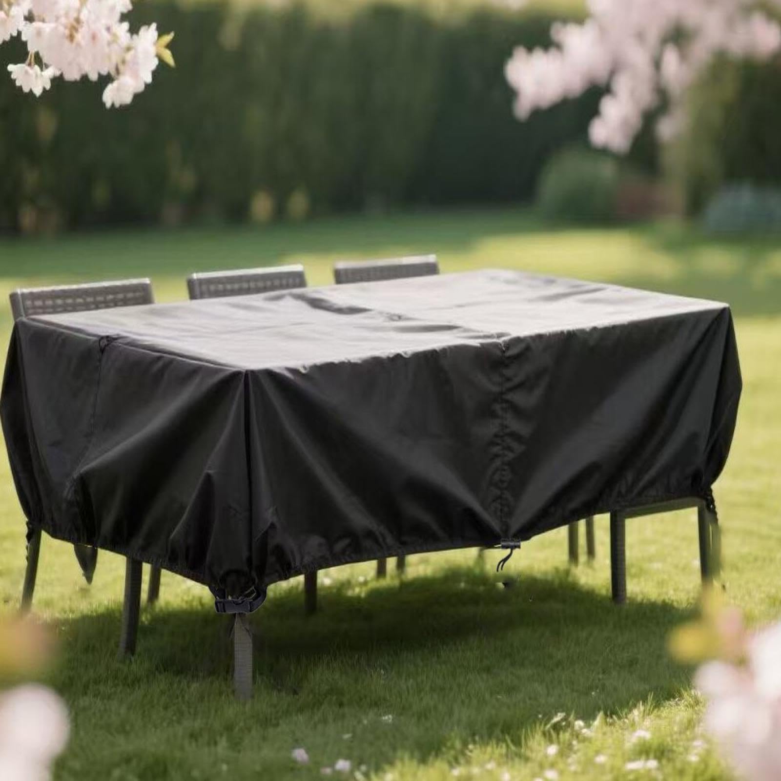 Pvpqpr Black Garden Furniture Covers Waterproof Large Garden Table Cover 180X60x90cm(Lxwxh) Rectangular Outdoor Veranda Patio Garden Furniture Covers Anti Uv/Tear 420D Oxford Fabric