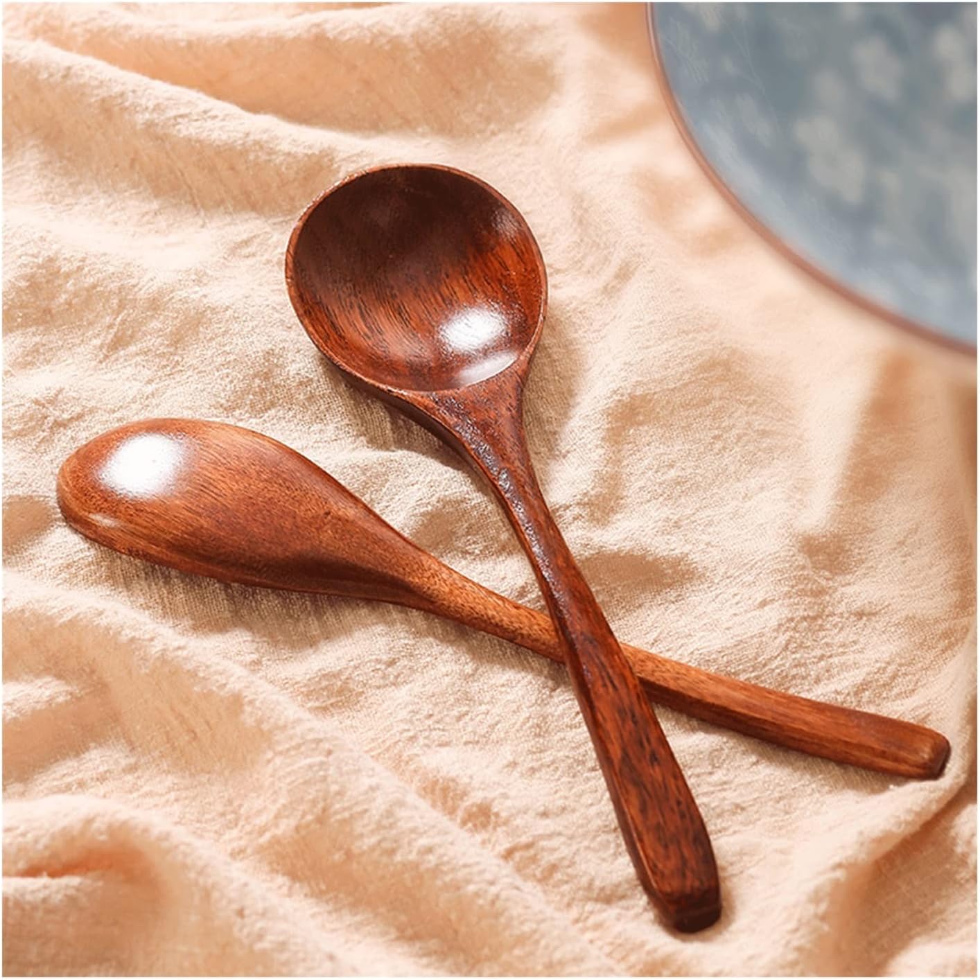 Soup Spoon Wooden Spoon Rice Spoon Soup Spoon Household Drinking Soup Large Ramen Spoon Wood Color Spoon Soup Ladle (E)