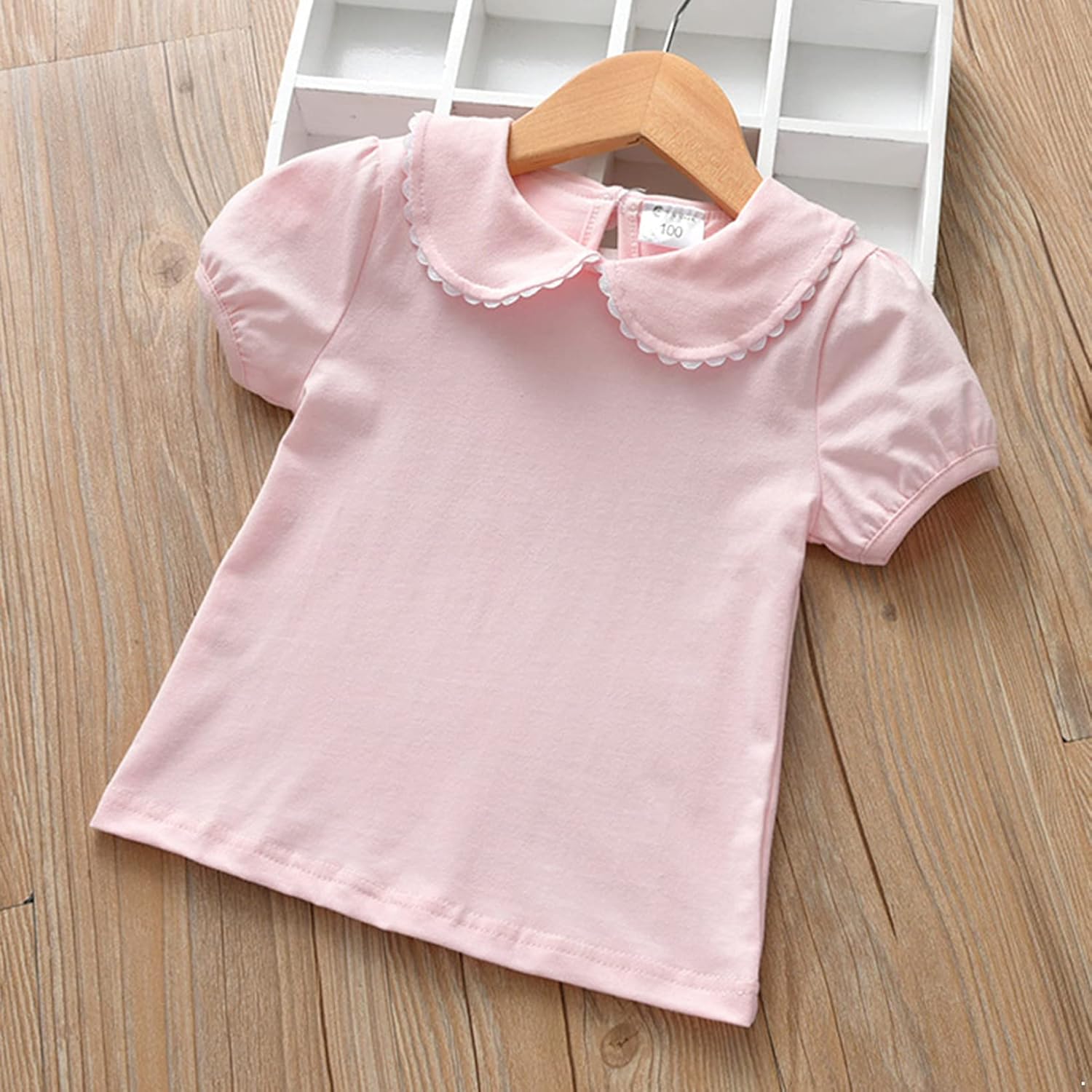QinCiao Toddler Baby Girls Short Sleeve Doll Collar T Shirt Blouse Summer Basic Plain Tee Tops Clothes: Clothing, Shoes & Jewelry