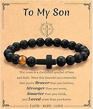 Christmas Christian Gifts for Men Dad, Baptism Religious Cross Bracelet for Man Him Son Grandson Dad Father Brother Godfather Grandfather Grandpa Husband, Inspirational Faith Based Jesus Bracelets