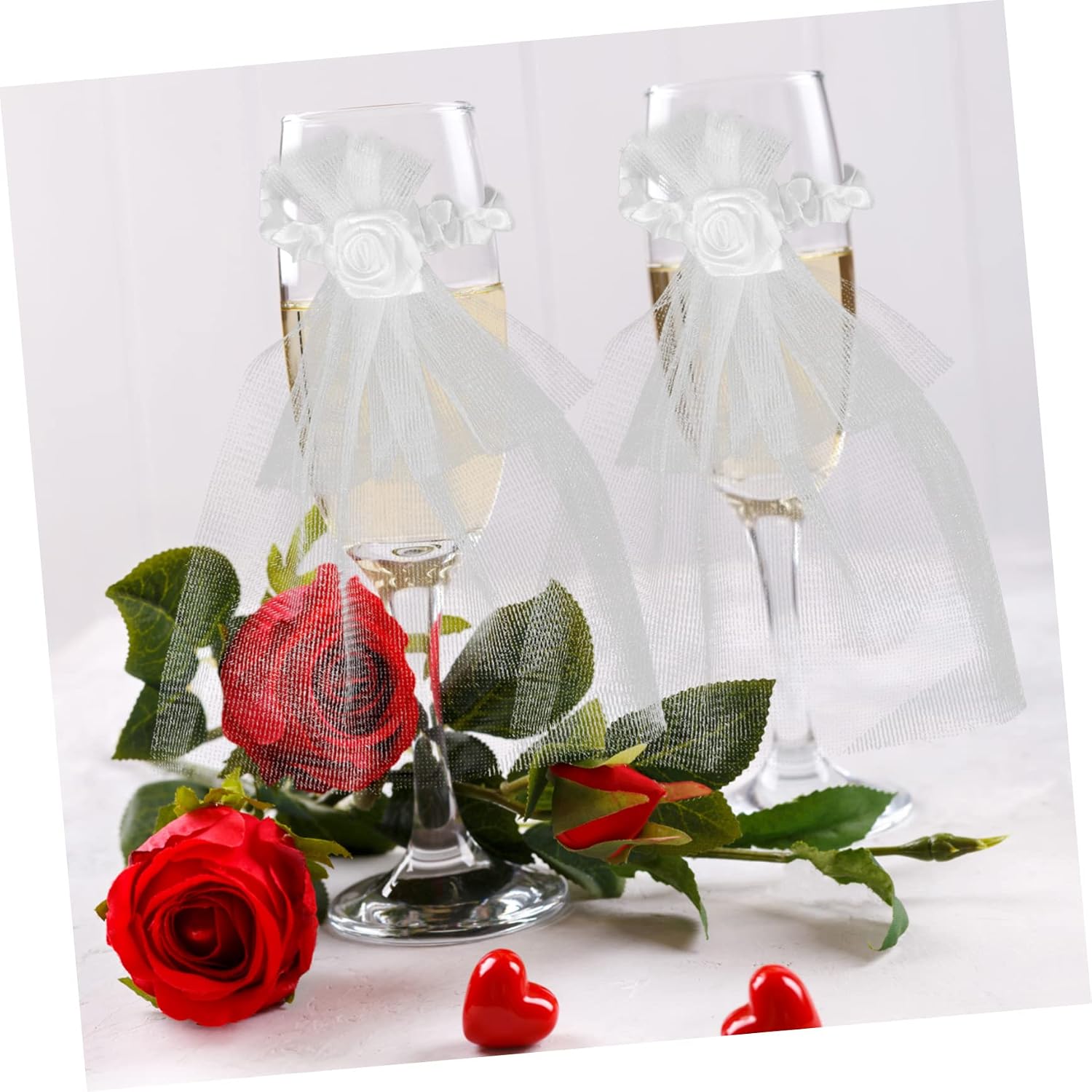 Cloth Wedding Set Glass Wine Covers Reusable Bride and Groom
