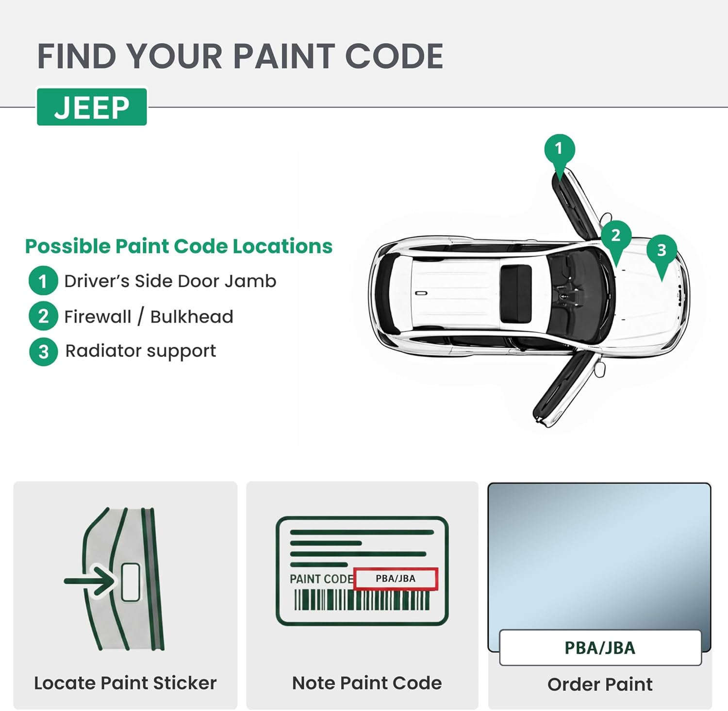ERA Paints - PBA/JBA - Winter Chill Pearl for JEEP Exact OEM Color Match Automotive Touch Up Paint for Cars - Scratch & Chip Repair for Metal & Plastic - Premium Kit - Made in USA