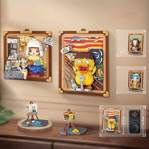 Miniatura 4 de MEIEST Mini bloques de construcción lindo juego de modelo de pintura 3D, colección creativa de estereografía de partículas de simulación de