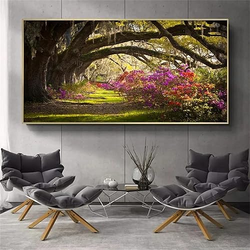 Pintura de diamantes con diseño de flores, árboles, diamantes, 11.8 x 23.6 in, 5D, pintura por número para adultos, accesorios de arte y