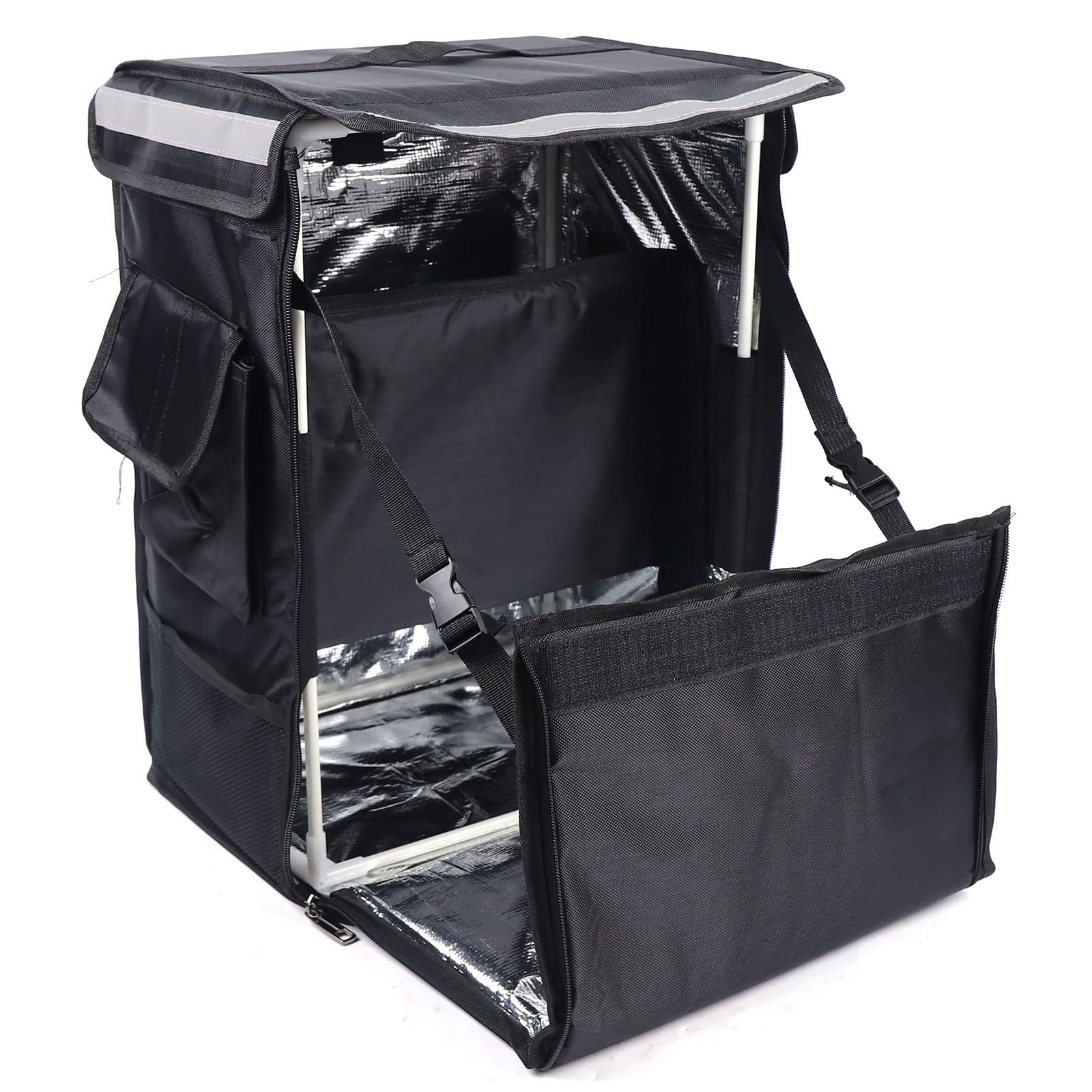 – 42L Insulated Food Delivery Backpack | Waterproof Thermal Delivery Bag for Uber Eats Bicycle Motorcycle Takeaway Hot Cold Bag with Reflective Strip