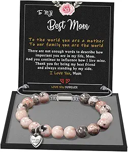 Stocking Stuffers for Teens, Christmas Gifts for Mom from Daughter Beaded Bracelets for Women Teen Girl Gifts Adjustable Charm Link Bead Birthday Graduation Gift for Her Girlfriend Sister