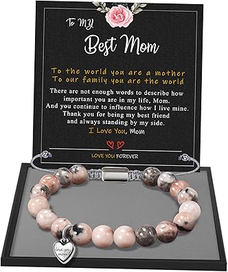 Stocking Stuffers for Teens, Christmas Gifts for Mom from Daughter Beaded Bracelets for Women Teen Girl Gifts Adjustable Charm Link Bead Birthday Graduation Gift for Her Girlfriend Sister
