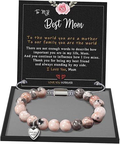 Stocking Stuffers for Teens, Christmas Gifts for Mom from Daughter Beaded Bracelets for Women Teen Girl Gifts Adjustable Charm Link Bead Birthday Graduation Gift for Her Girlfriend Sister