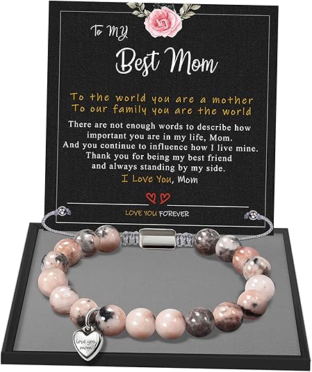 Stocking Stuffers for Teens, Christmas Gifts for Mom from Daughter Beaded Bracelets for Women Teen Girl Gifts Adjustable Charm Link Bead Birthday Graduation Gift for Her Girlfriend Sister