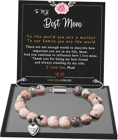 Stocking Stuffers for Teens, Christmas Gifts for Mom from Daughter Beaded Bracelets for Women Teen Girl Gifts Adjustable Charm Link Bead Birthday Graduation Gift for Her Girlfriend Sister