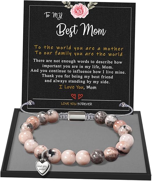 Stocking Stuffers for Teens, Christmas Gifts for Mom from Daughter Beaded Bracelets for Women Teen Girl Gifts Adjustable Charm Link Bead Birthday Graduation Gift for Her Girlfriend Sister