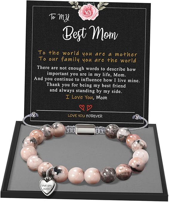 Stocking Stuffers for Teens, Christmas Gifts for Mom from Daughter Beaded Bracelets for Women Teen Girl Gifts Adjustable Charm Link Bead Birthday Graduation Gift for Her Girlfriend Sister