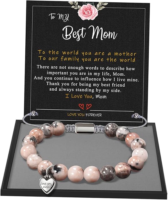 Stocking Stuffers for Teens, Christmas Gifts for Mom from Daughter Beaded Bracelets for Women Teen Girl Gifts Adjustable Charm Link Bead Birthday Graduation Gift for Her Girlfriend Sister