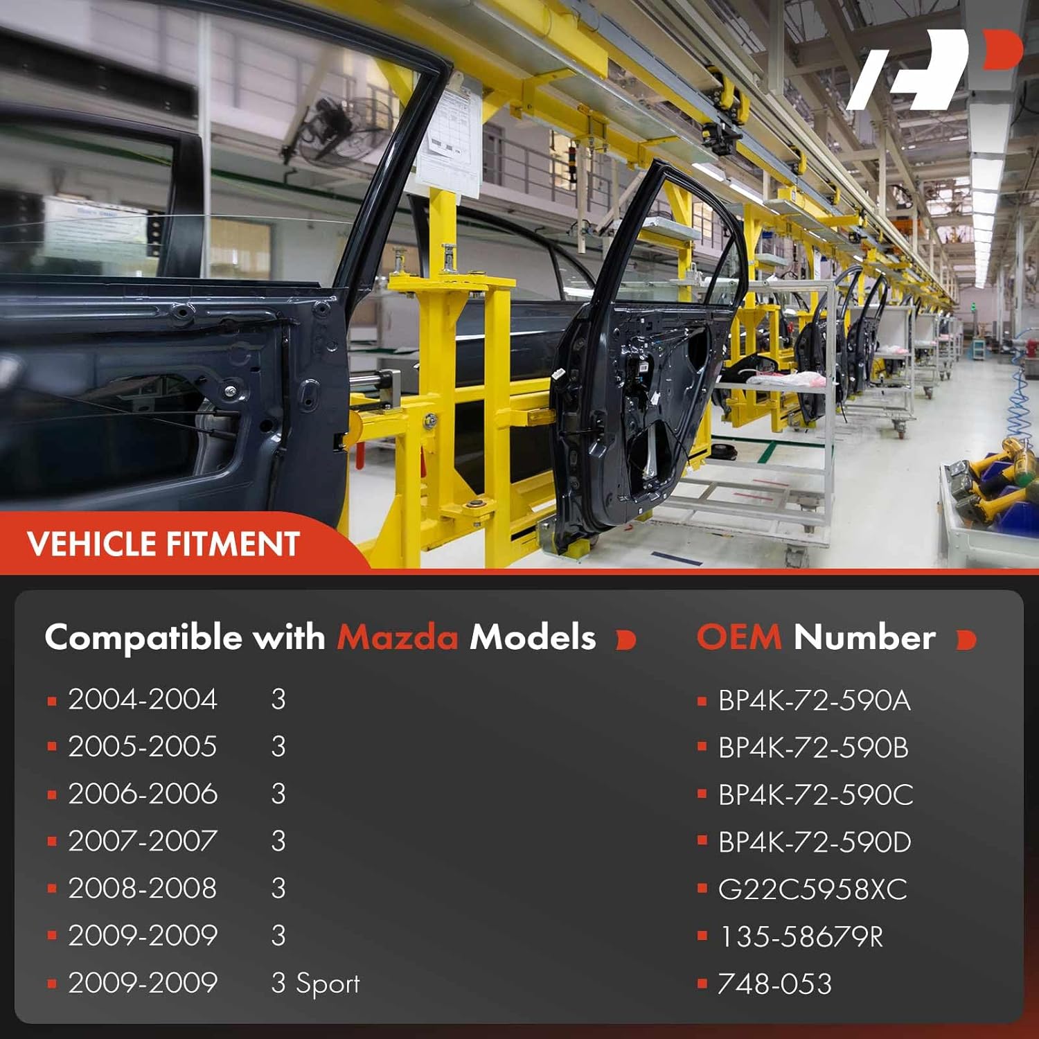 A-Premium Electric Power Window Regulator with Motor Compatible with Mazda 3 2004-2009 3 Sport 2009 Rear Right Passenger Side