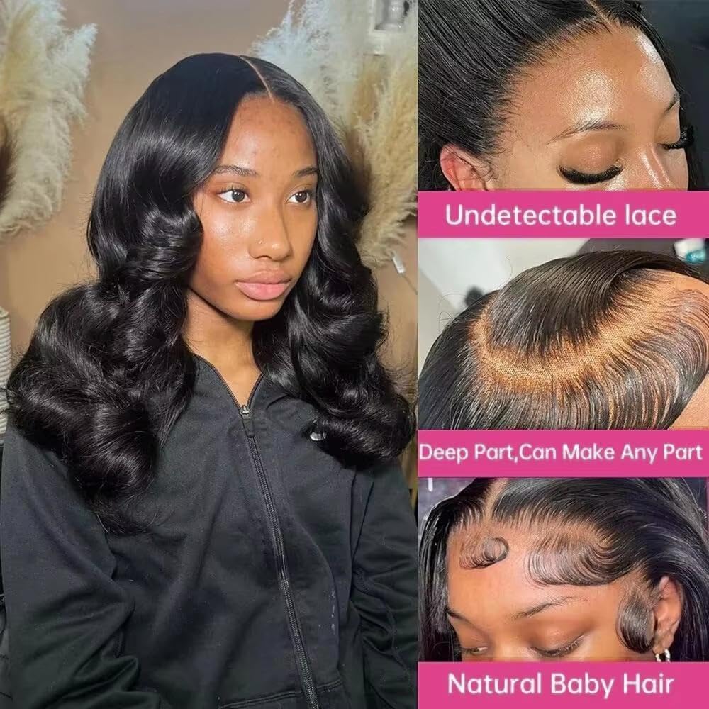 Haarpflege Natürliche Körperwelle Kurze Bob Perücke Spitze Frontal Verschluss Echthaar 200 Dichte Für Frauen(4x4 lace wig,200%_10INCHES)