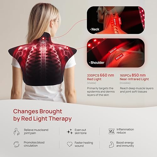 Miniatura 4 de Terapia de luz roja para cuello y hombros, almohadilla de terapia de luz infrarroja cercana para terapia de luz infrarroja para cuerpo superior de