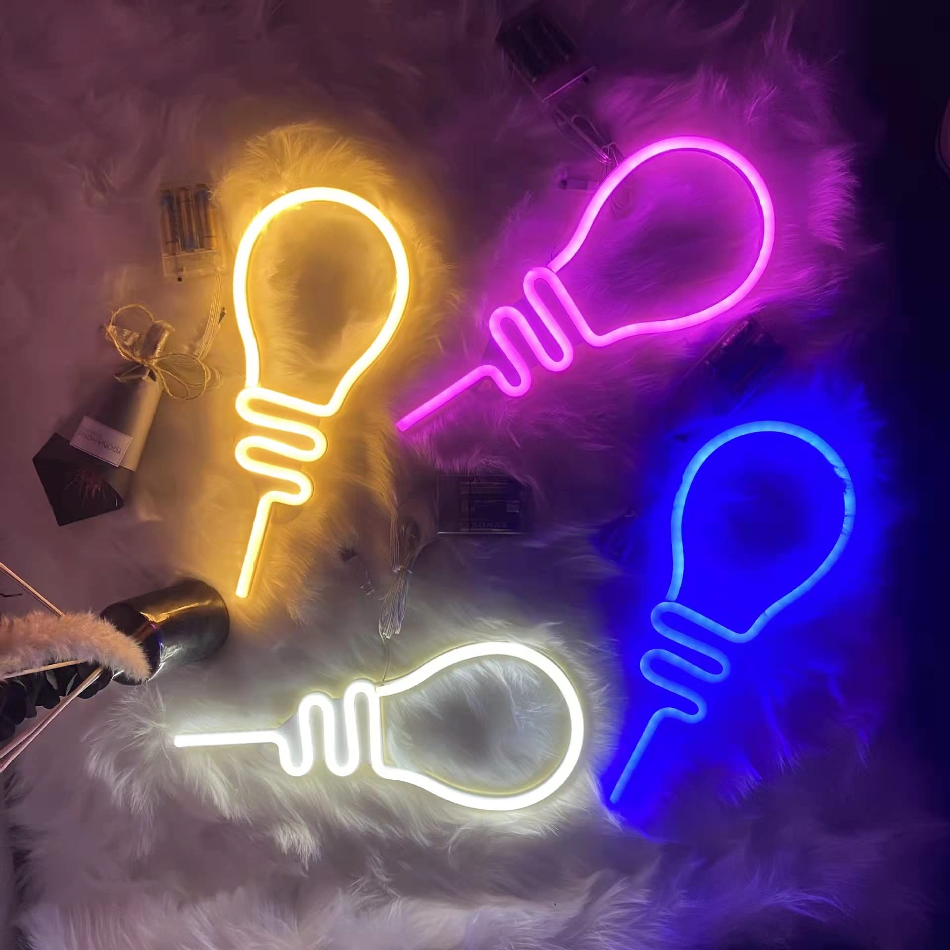 Łańcuch świetlny LED, neonowe żarówki, oświetlenie ścienne do sypialni, dekoracja ścienna, salon, bar, impreza (kolor gorący)