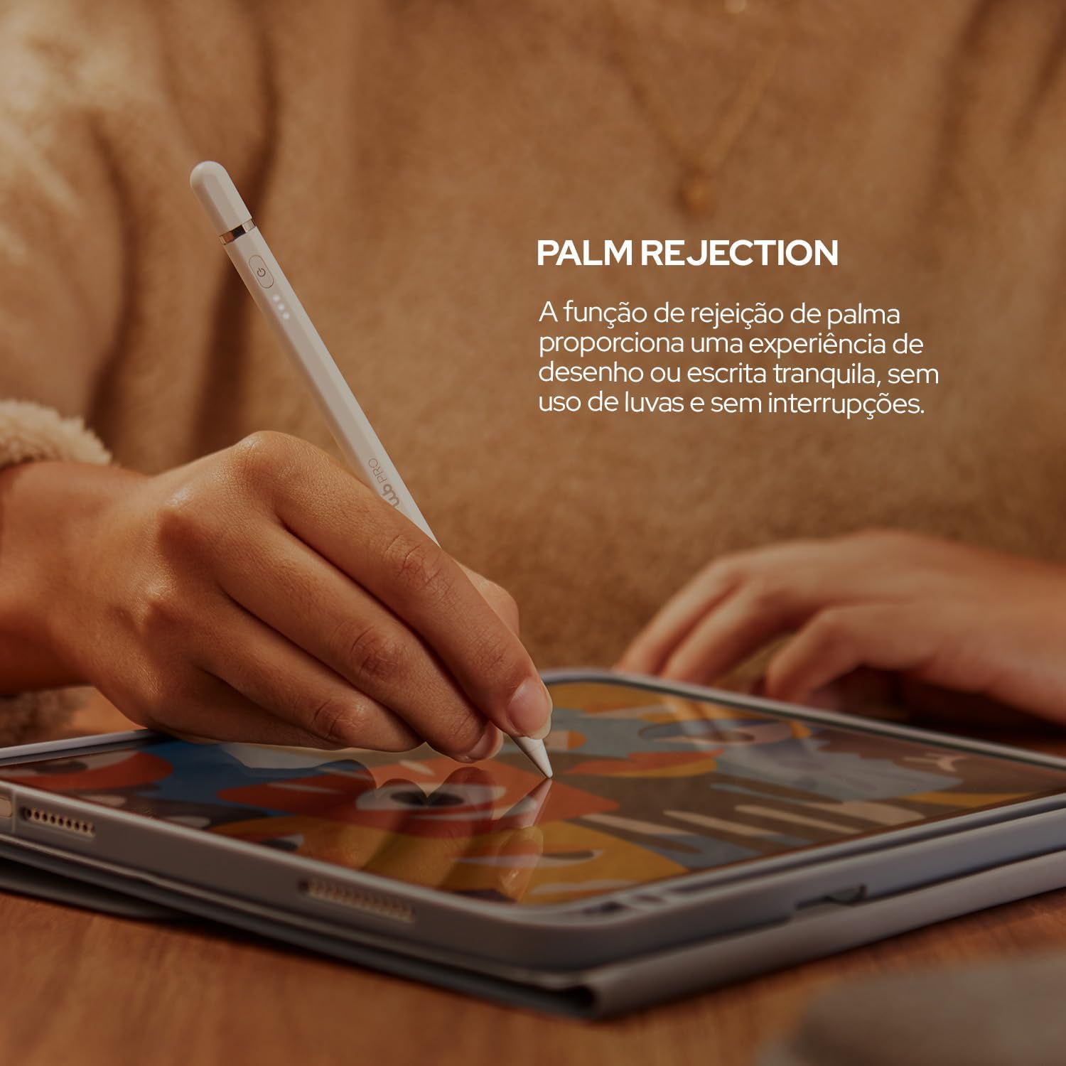Caneta Pencil PRO WB Para Apple iPad Sensível à Inclinação, Rejeição de Palma da mão e Display de Bateria acompanha estojo protetor Cinza