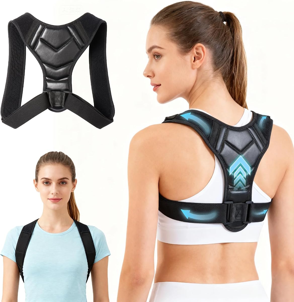 Posture Corrector Back Brace for Men and Women – Adjustable Back Brace for Upper Back and Shoulder Support – Back Straightener for Neck, Clavicle & Spine Alignment – Pain Relief, Breathable & Comfortable