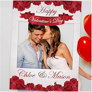 Roses Valentine's Day Gift, Couple Photo Booth, Red Rose Party Supply, Love Selfie Frame, Heart's Day Gifts, Photo Booth Props, Kissing Selfie Booth, Valentines Prop, Party Decoration Size 24x36, 48x36