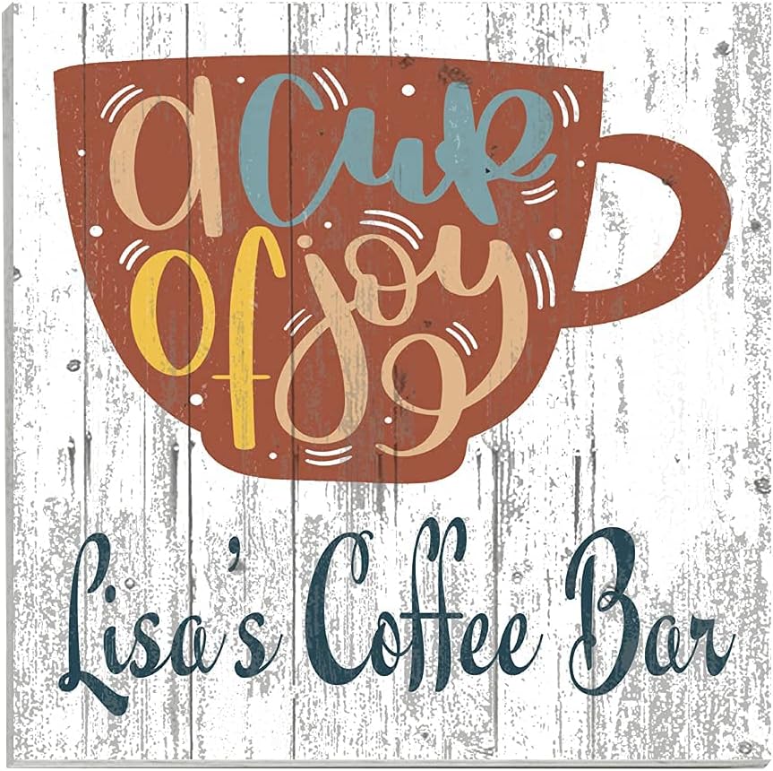 Broad Bay Coffee Bar Sign Personalized Kitchen Decor Coffee Lover Gift Idea Solid Wood - 10.5in x 10.5in (Multicolor)