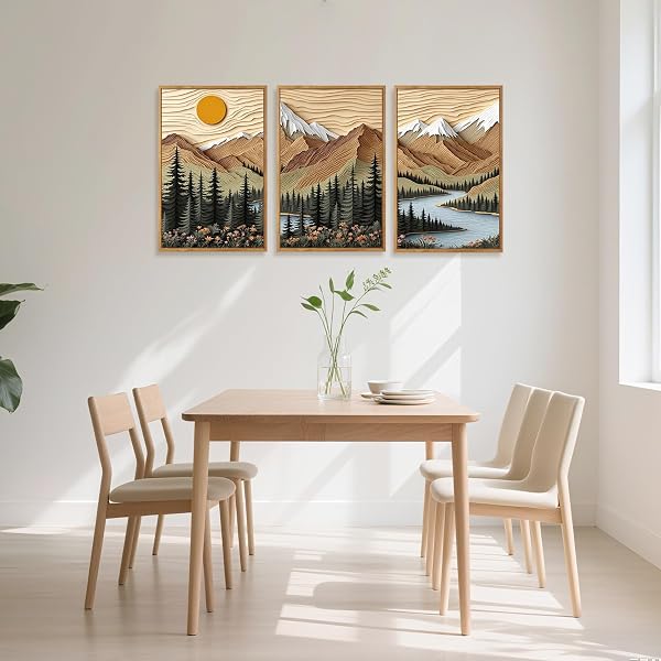 CHDITB Mountain Frame Canvas Wall Art, Nature themed office Wall Decor, country Scenic Art Spiritual Wall Painting, Vintage national park Mountains forest Art Prints for Living Room, Bedroom 16"x24"x3 - 3