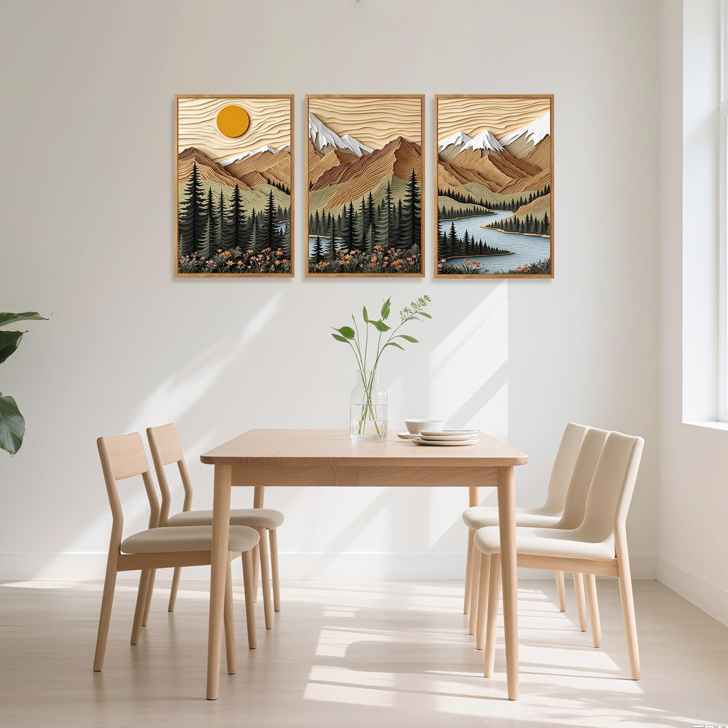 CHDITB Mountain Frame Canvas Wall Art, Nature themed office Wall Decor, country Scenic Art Spiritual Wall Painting, Vintage national park Mountains forest Art Prints for Living Room, Bedroom 16"x24"x3 — view 3