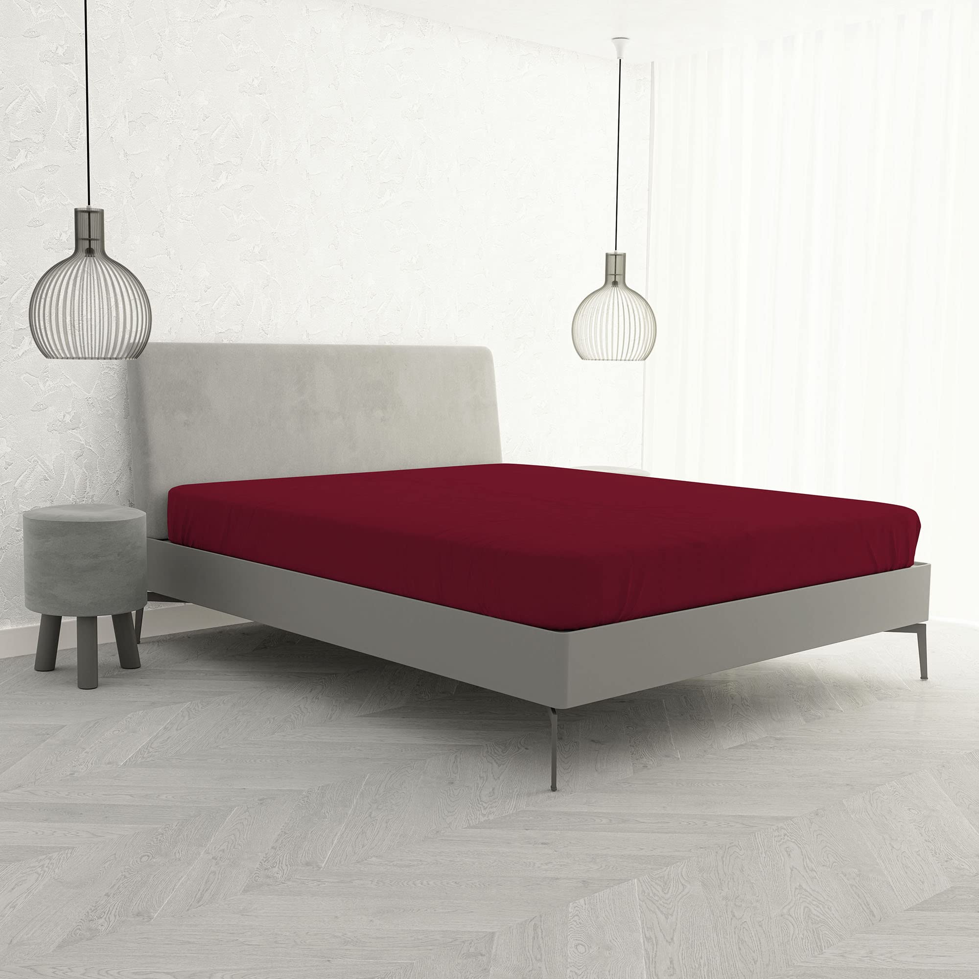 Lenzuolo Sotto MAX COLOR con Angoli Elasticizzati da 25 cm Letto Matrimoniale 170x200 cm, 100% Cotone Made in Italy - Tinta Unita BORDEAUX