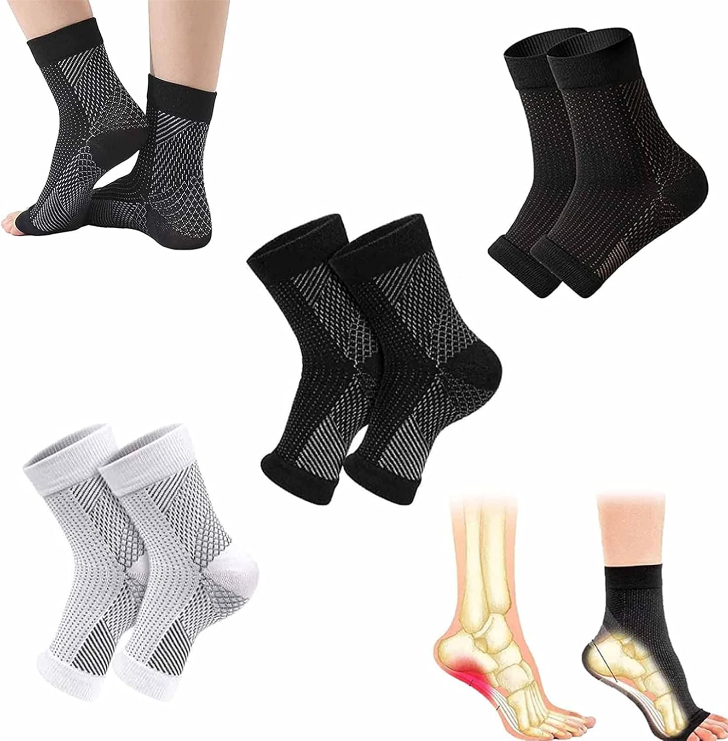 3 Pairs Complex Ankle Sleeves,Plantar Fasciitis Relief Foot