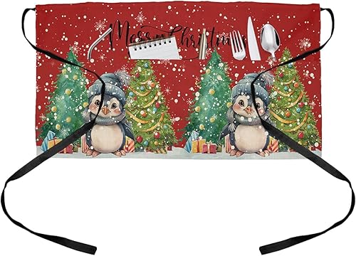 Lsrtoss Delantales de servidor de Halloween con 3 bolsillos, delantal de cintura color naranja, calabaza, blanco, fantasma, negro, impermeable,