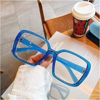 Reading Glasses, Large Frame Anti-Blue Reading Glasses, Female Tide Creative Square Glasses Frame, Street Shooting Accessories (Color : Blue, Size : +3.5) (Blue 1)