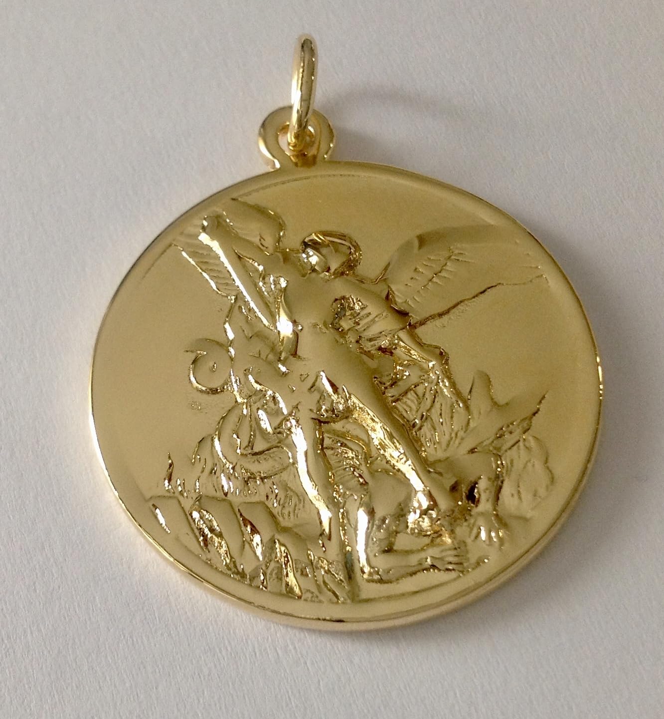 I G J Medalik św. Anioła Michaela – pozłacany (gwarantowany) – duży rozmiar – 32 mm
