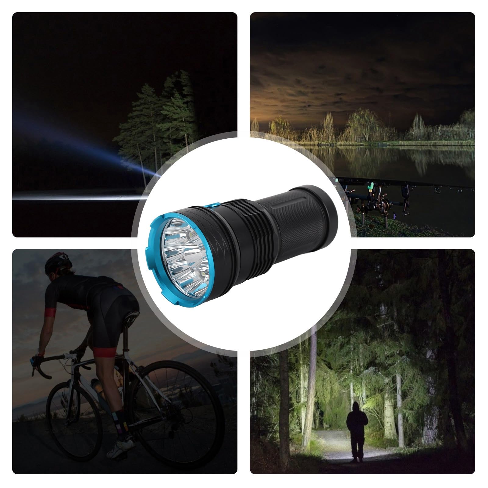 Latarka LED super jasna dalekiego zasięgu zewnętrzna wodoodporna lampa błyskowa 8000 lm do podróży przygodowych