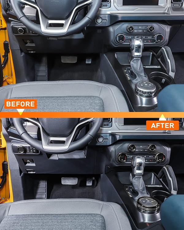 Savadicar CKT01 Billet Aluminum Control Knob Trim Sets, Headlight/4WD/HVAC Climate Control Knob Ring Bezels, Air Conditioner/Radio Switch Cover for 2021-2025 Ford Bronco, Interior Accessories, Black by Savadicar - Used condition - Image 4