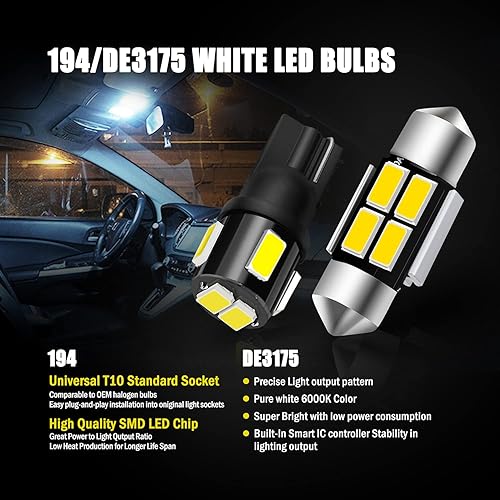 Miniatura 9 de 578 211-2 Festoon 41MM 194 168 2825 T10 175 Combo de bombillas LED blancas superbrillantes 5630 Chipset bombillas LED para interior de camión