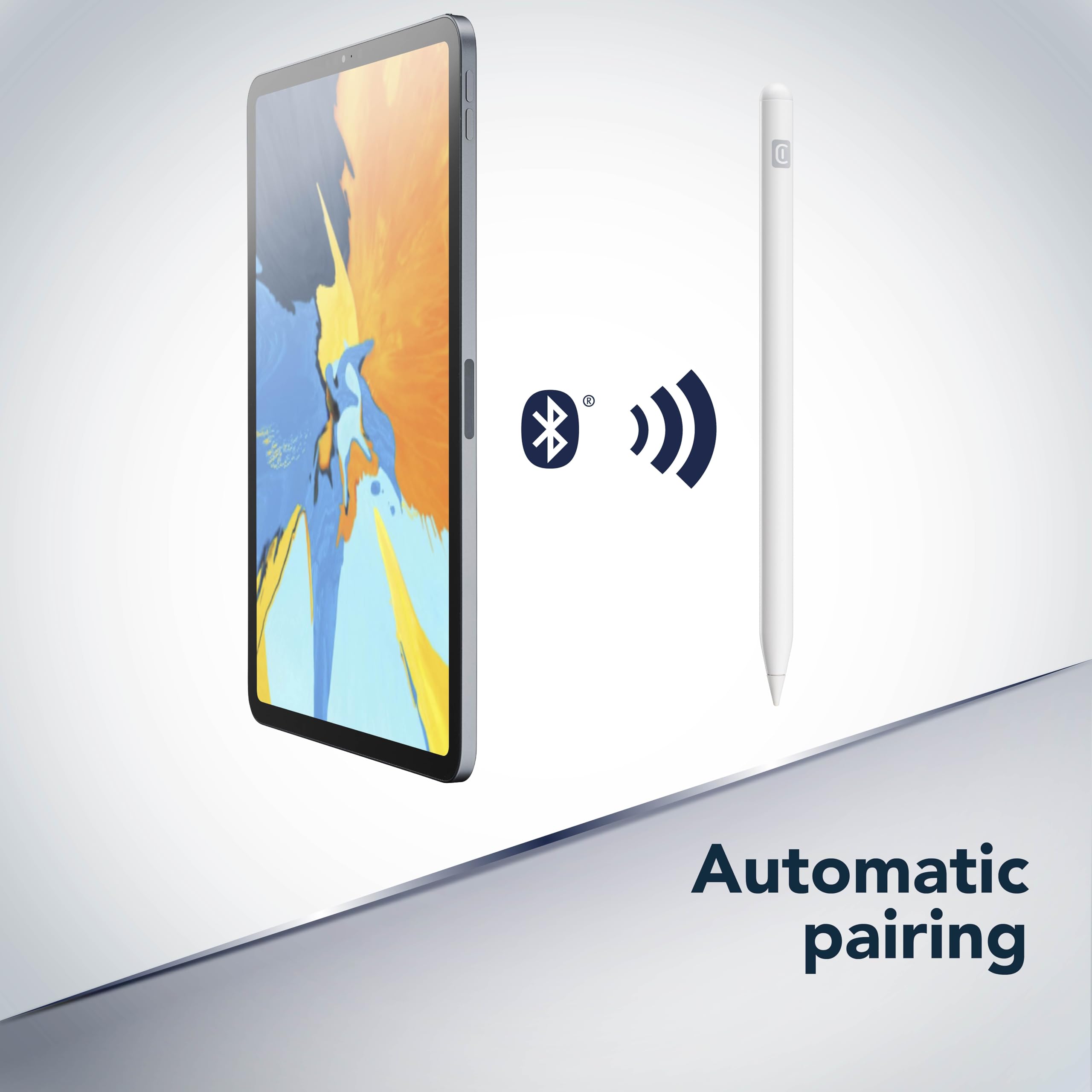 Cellularline - Stylus Pen - Stylus with Magnetic Attachment - Tilt Function: Sensitivity to Inclination - Palm Rejection Technology - Compatible with iPad - White