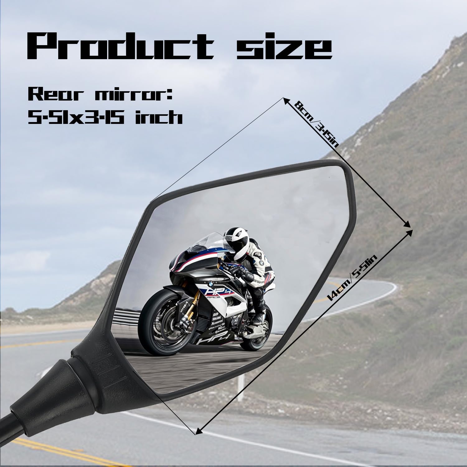 Karsee Black Double Take Mirror Universal Motorcycle Convex Rear View Mirrorr M10 Bolt Compatible With Motorcycle Scooter Moped motorcycle rear view mirror(M8,M10)