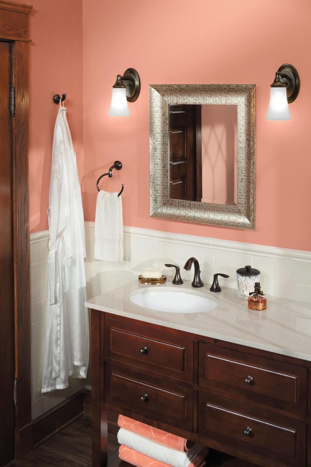 Moen Eva Brushed Nickel Transitional Single Robe Hook, Wall Mounted Hanger for Bath Robe or Towel, YB2803BN