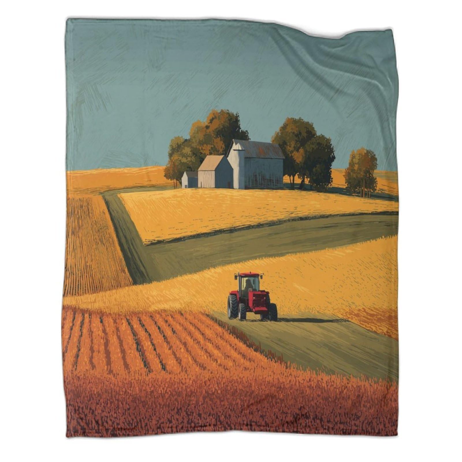 kaiyun Western Farms, Fields And Tractors Throws,Soft And Warm Printed Flannel for Bed And Sofa 60x80inch(150x200cm)